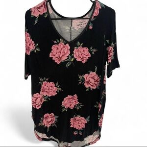 Torrid Floral Black and Pink Women's Top